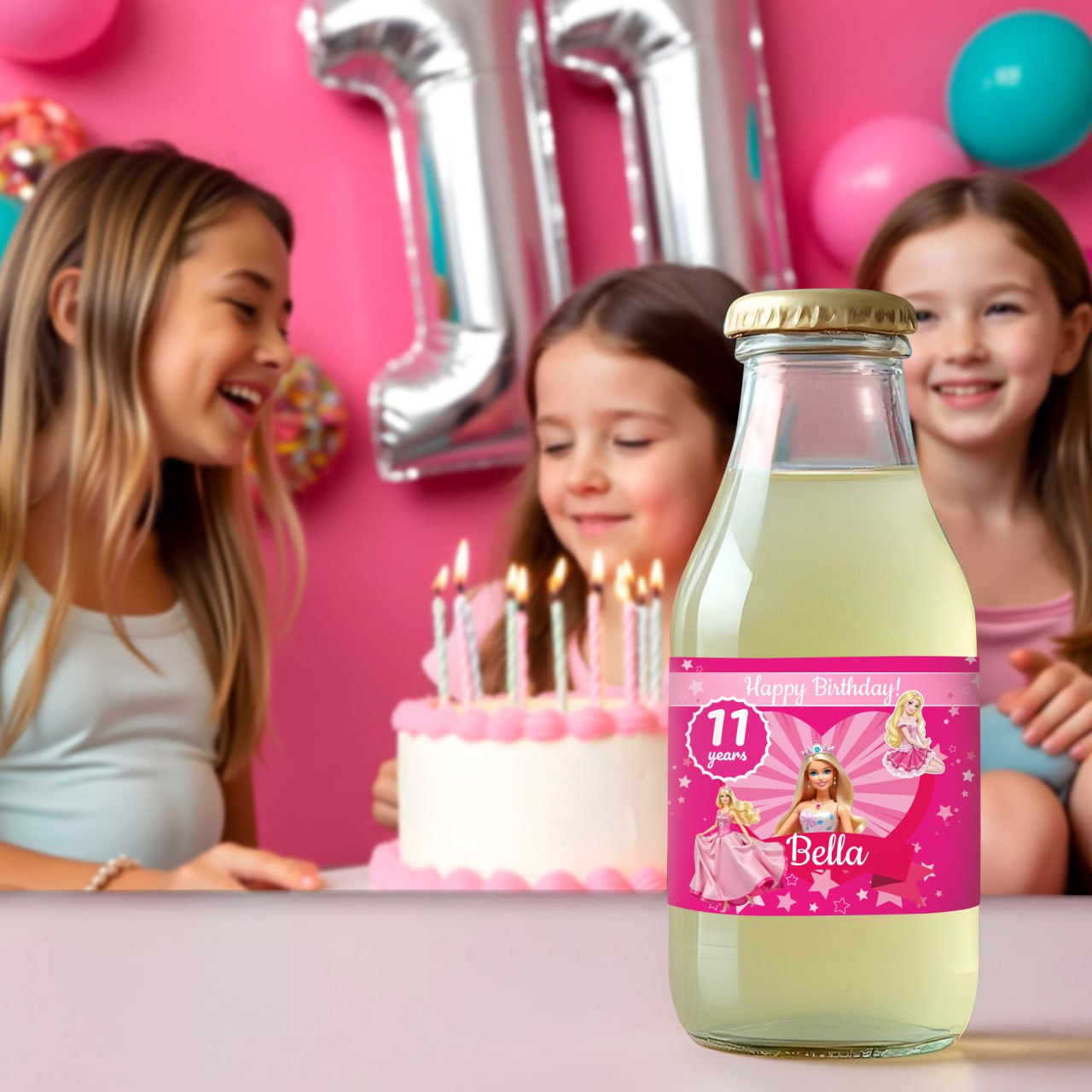 Personalized Pink Princess Birthday Party Decal Set