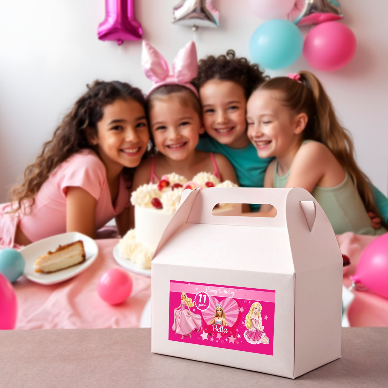 Personalized Pink Princess Birthday Party Decal Set