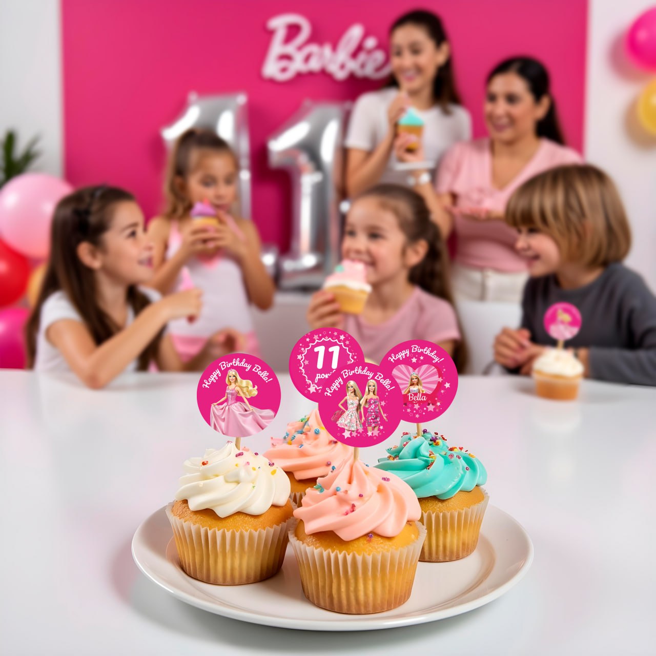Personalized Pink Princess Birthday Party Decal Set
