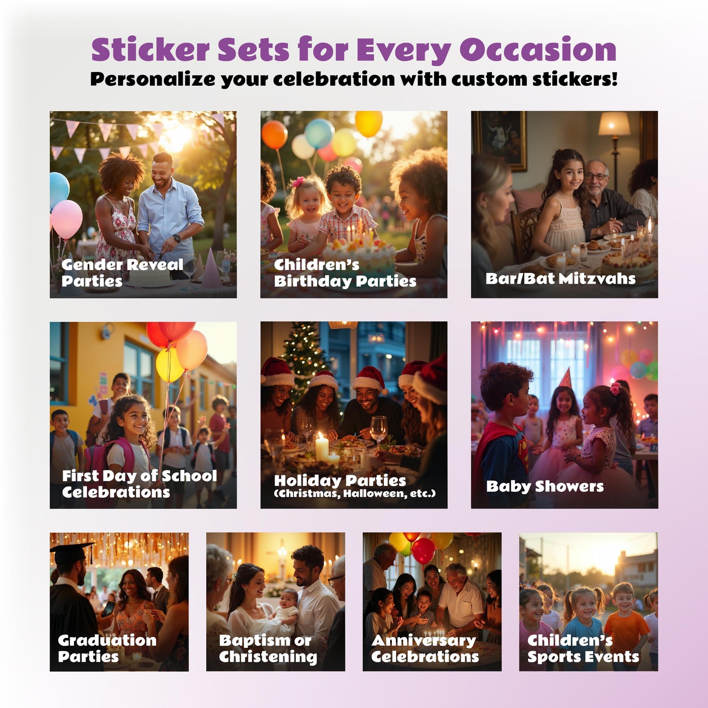 Personalized Kids Birthday Sticker Set | Custom Girls Name Age Party Decor Decals | Table Labels | Birthday Decoration Kit | Party Favor *!