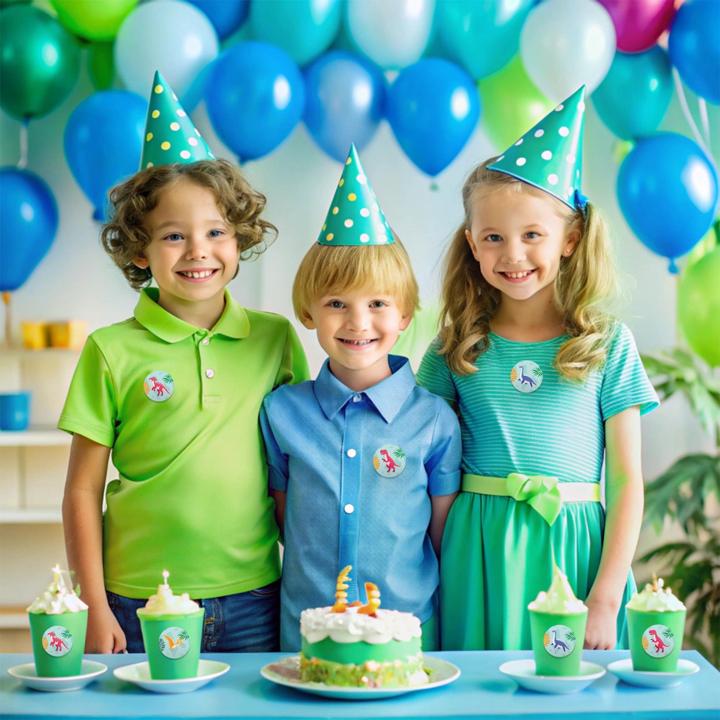 Dinosaur Birthday Party Decal Set | Personalized Kids Party Stickers | Custom Name Age Bottle, Treat Decals | DIY Dino Theme Decorations *!