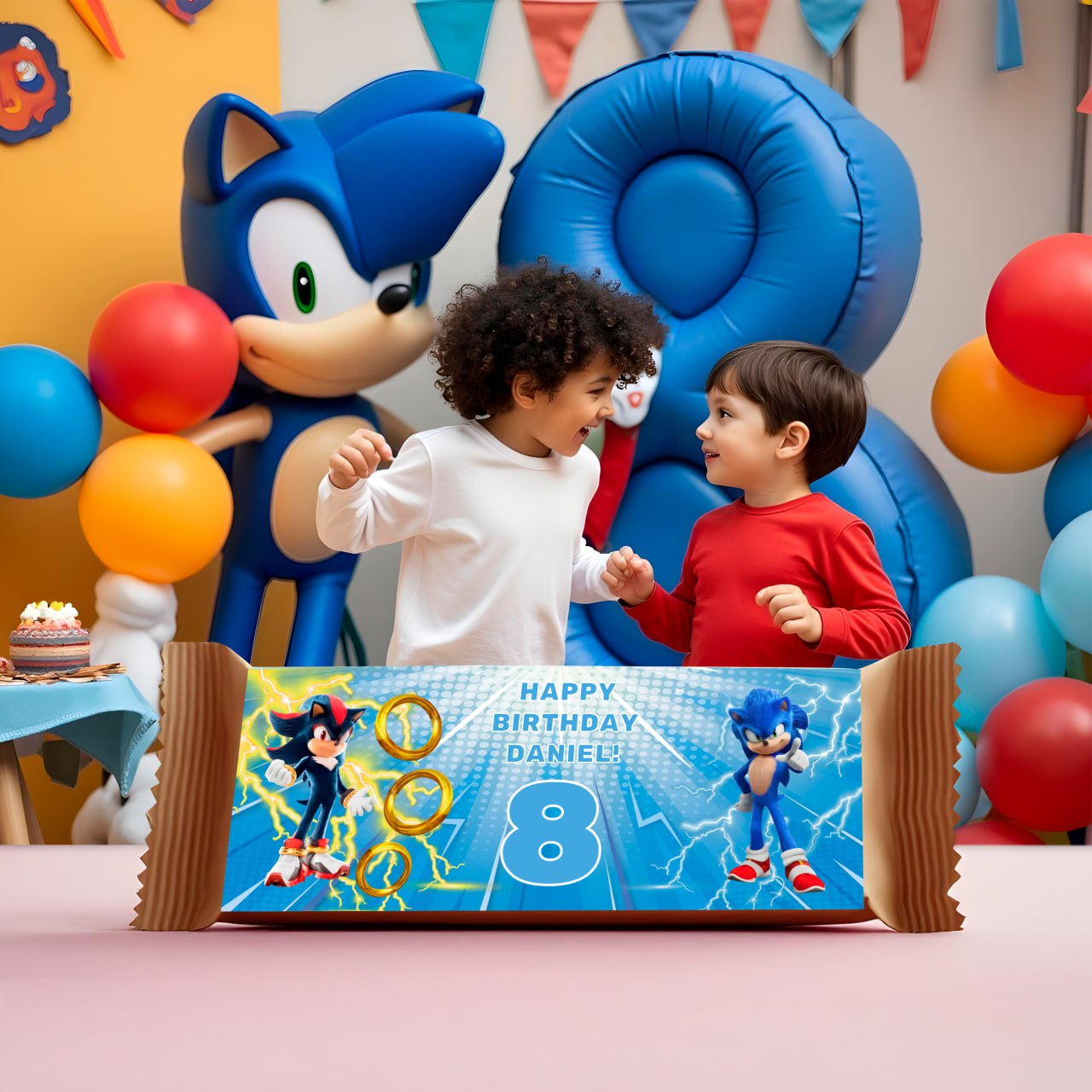 Customizable Super Sonic Themed Birthday Decal Set
