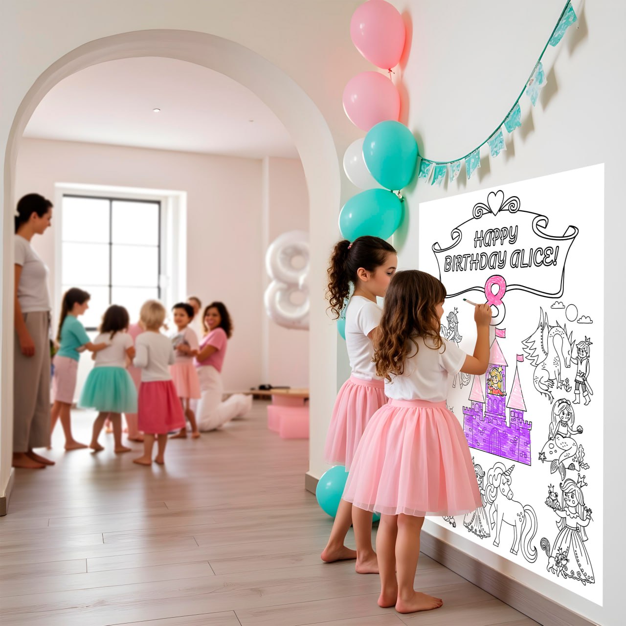 Personalized Coloring Castle Birthday Sticker