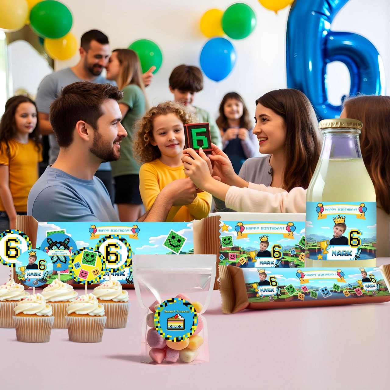 Minecraft Themed Birthday Decal Set
