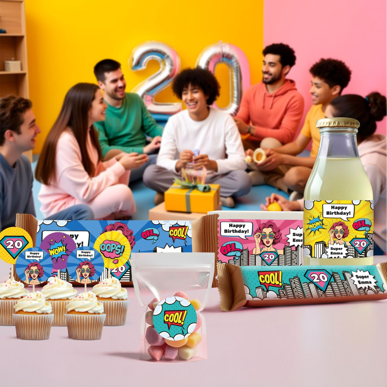 Comics Themed Birthday Decal Set