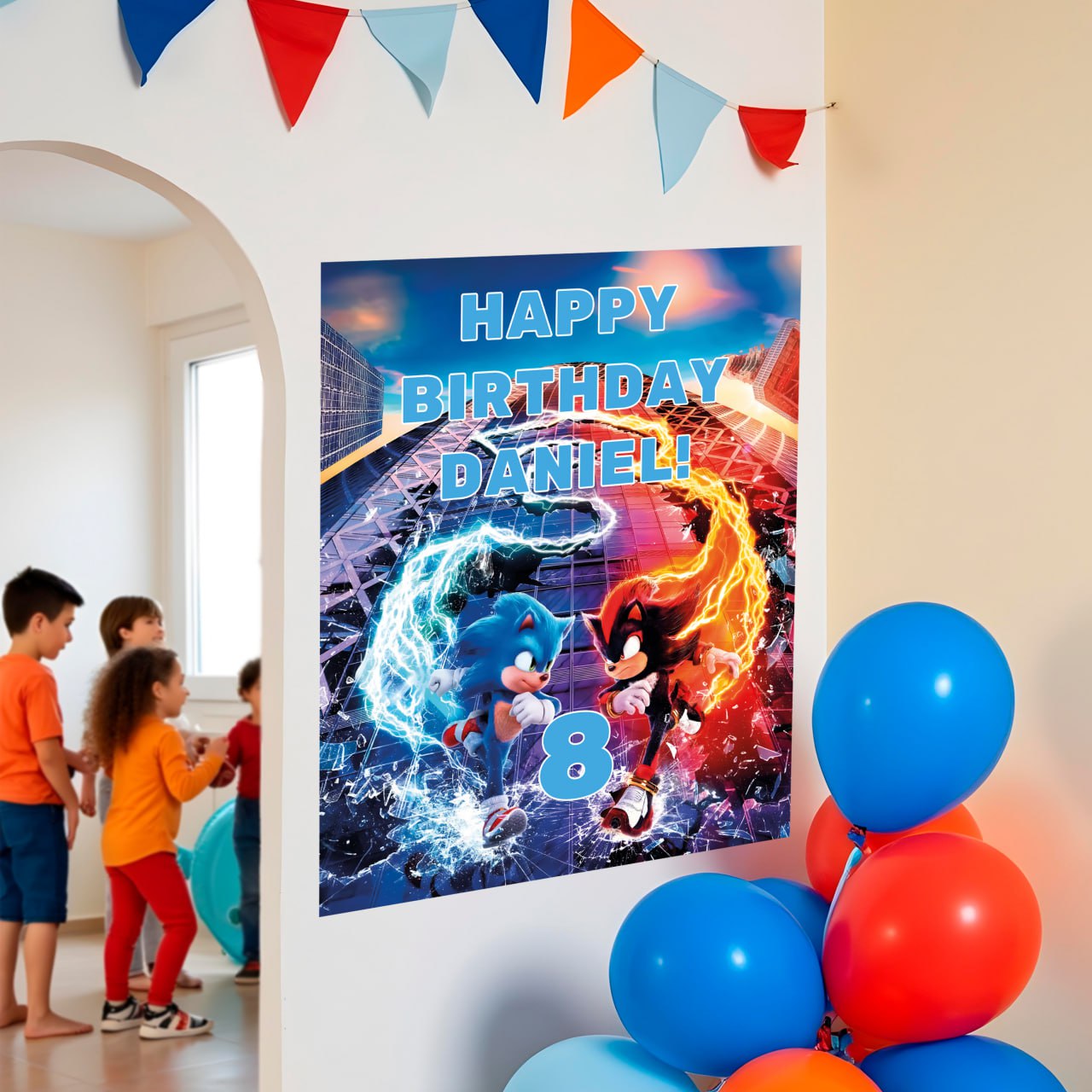 Customizable Super Sonic Themed Birthday Decal Set