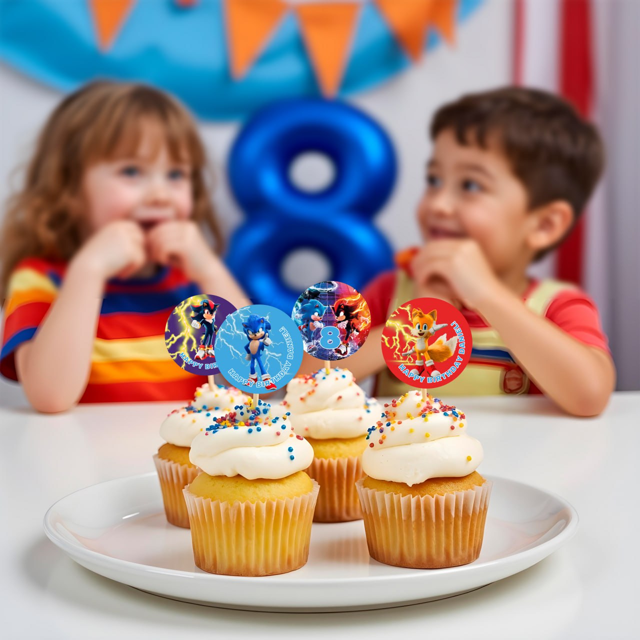 Customizable Super Sonic Themed Birthday Decal Set