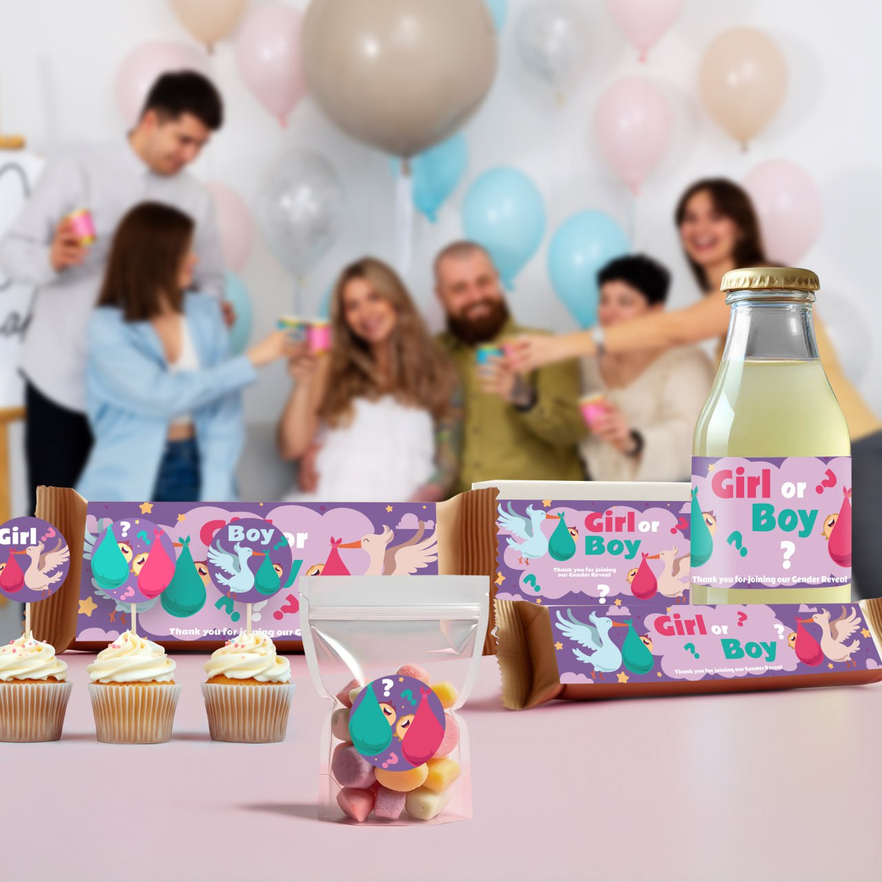 Gender Reveal Party Decal Set