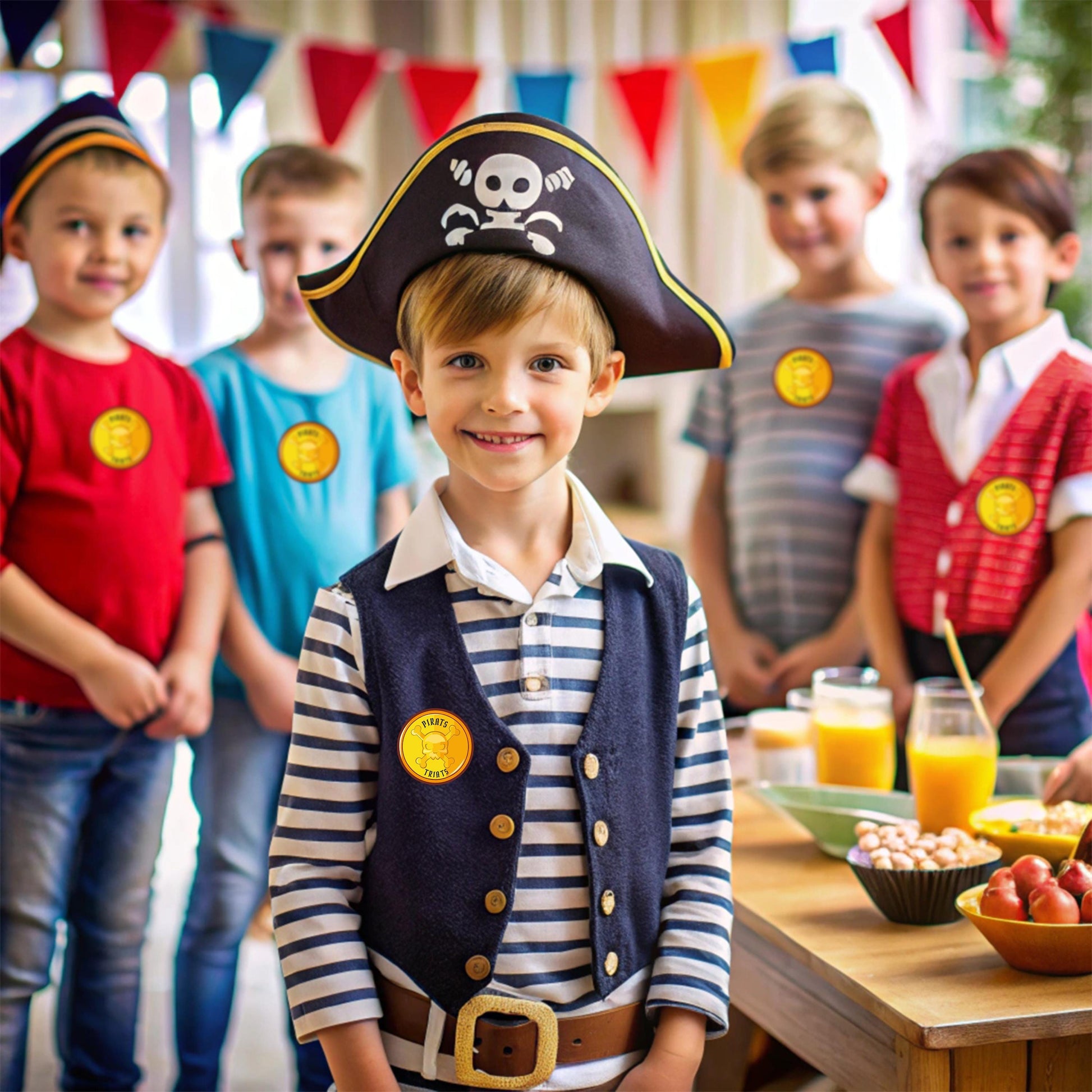 Pirate Birthday Party Decal Set | Personalized Name Age Decor Stickers | Treasure Pirate Theme Labels | DIY Boys Birthday Decorations *!
