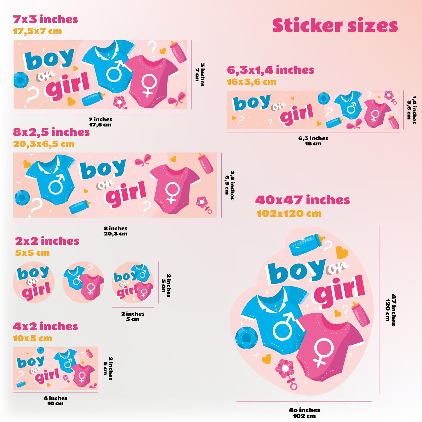 Gender Reveal Party Decal Set | Boy or Girl Theme Decorations | Customizable Baby Shower Stickers | Pink and Blue Baby Shower Decor *!