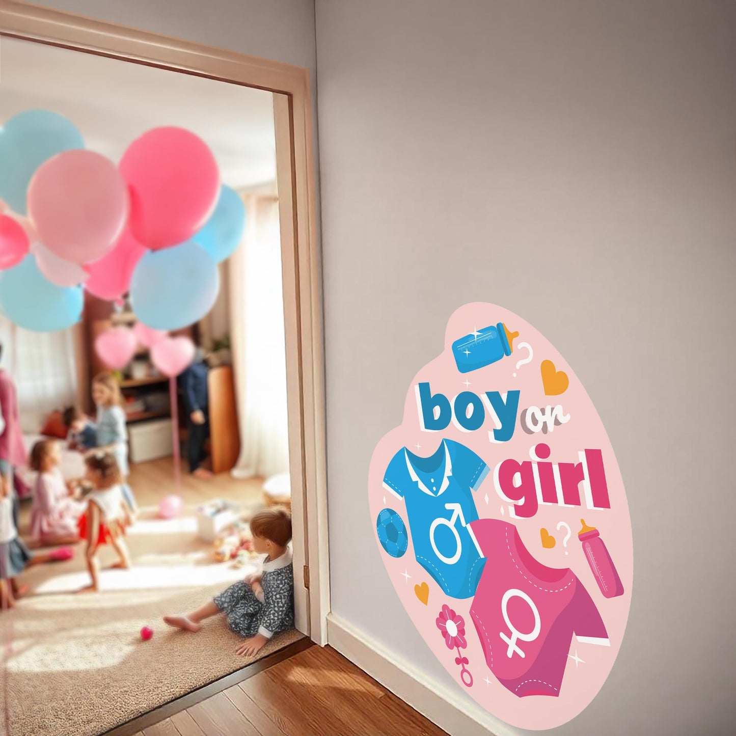 Gender Reveal Party Decal Set | Boy or Girl Theme Decorations | Customizable Baby Shower Stickers | Pink and Blue Baby Shower Decor *!