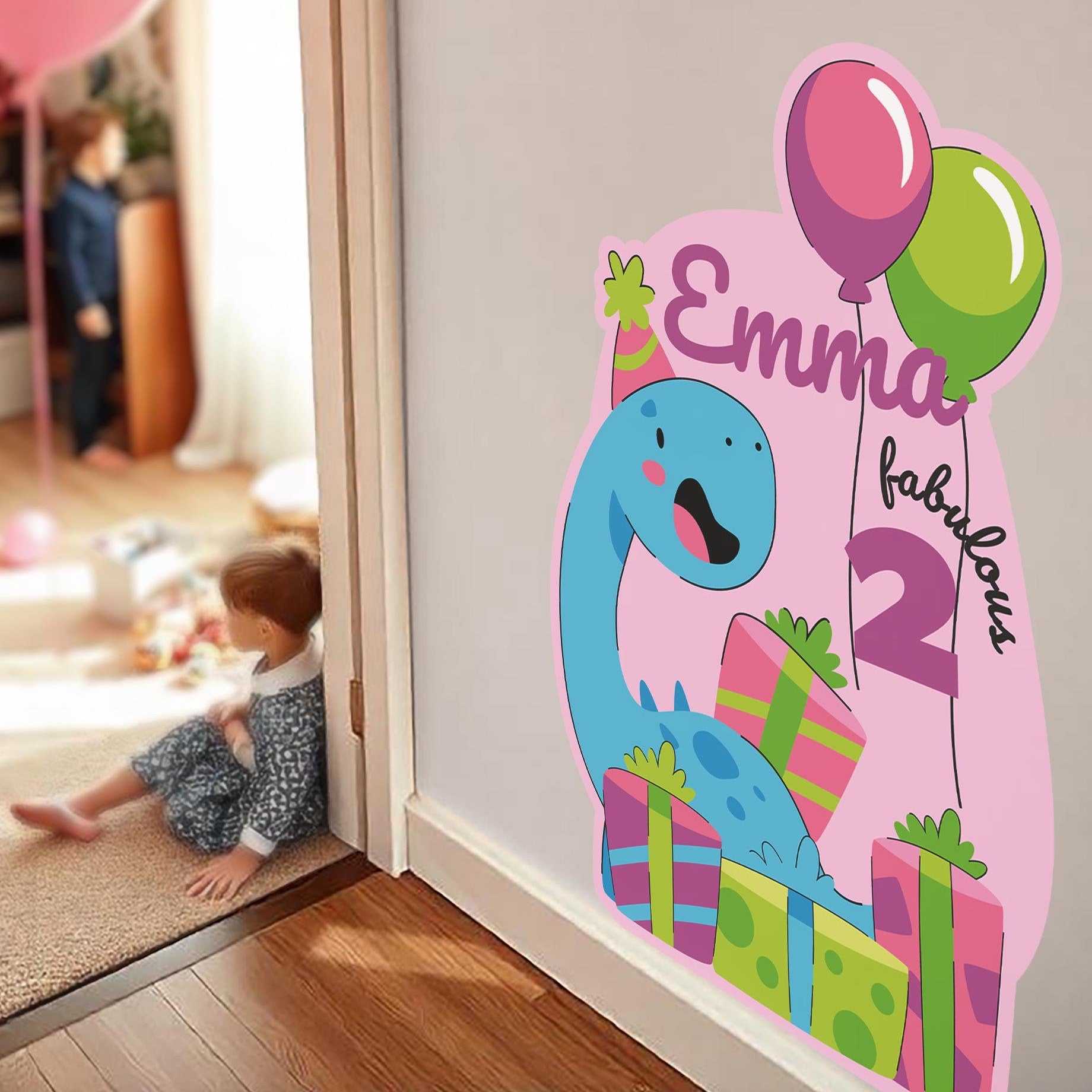 Personalized Dinosaur Birthday Sticker Set | Custom Name & Age Party Decal Decoration | Kids Birthday Wall Sticker Dino Theme Party Decor *!