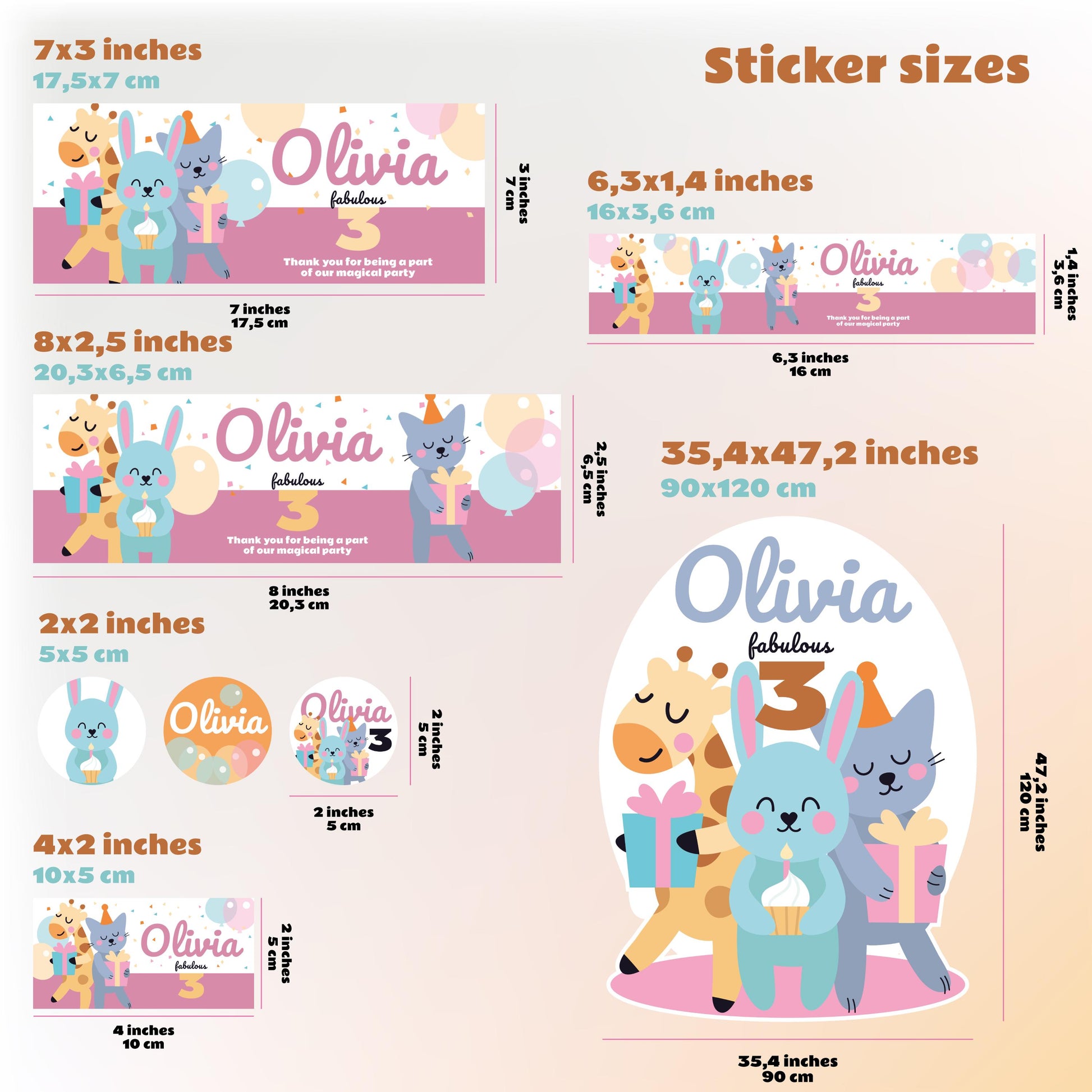 Personalized Kids Party Decal Set | Animal Theme Party Stickers | Custom Name Age Bottle, Box, & Treat Decals | DIY Birthday Decorations *!