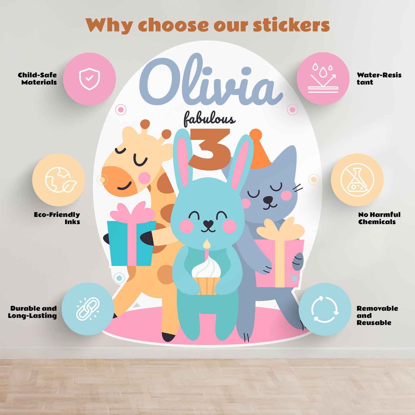 Personalized Kids Party Decal Set | Animal Theme Party Stickers | Custom Name Age Bottle, Box, & Treat Decals | DIY Birthday Decorations *!
