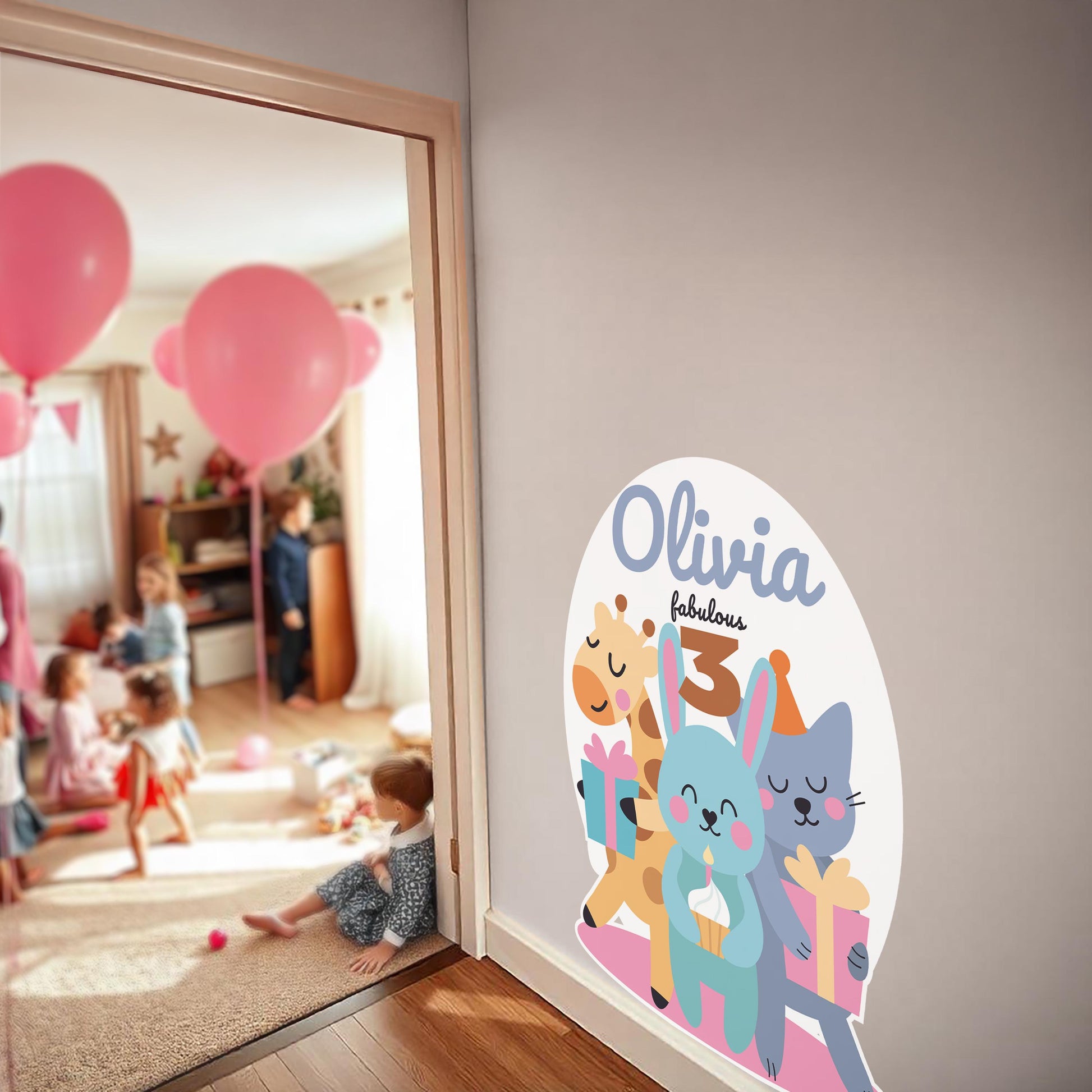Personalized Kids Party Decal Set | Animal Theme Party Stickers | Custom Name Age Bottle, Box, & Treat Decals | DIY Birthday Decorations *!