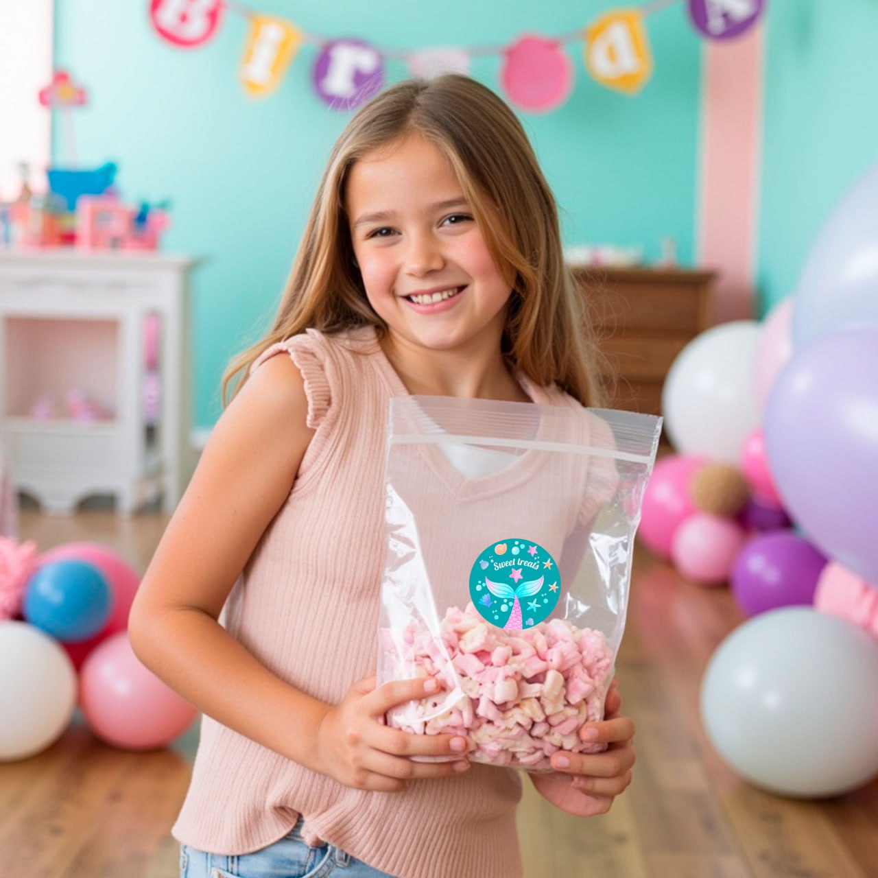 Personalized Mermaid Birthday Party Decal Set