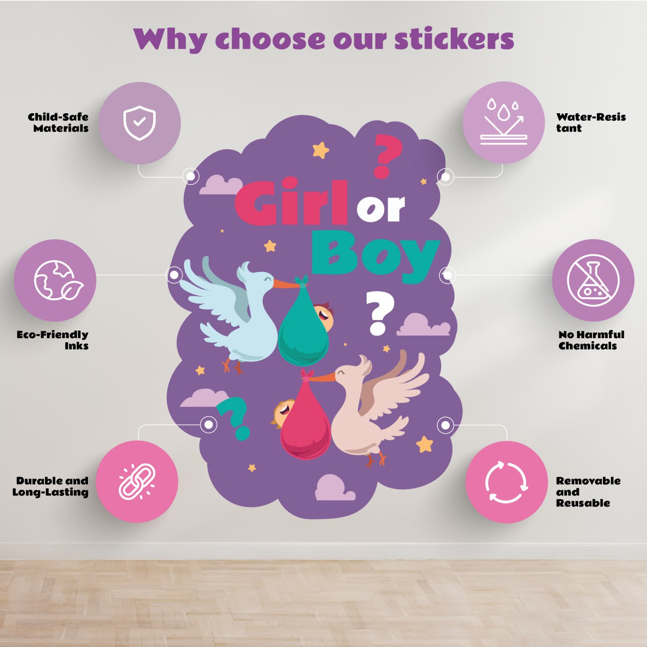 Gender Reveal Party Decal Set