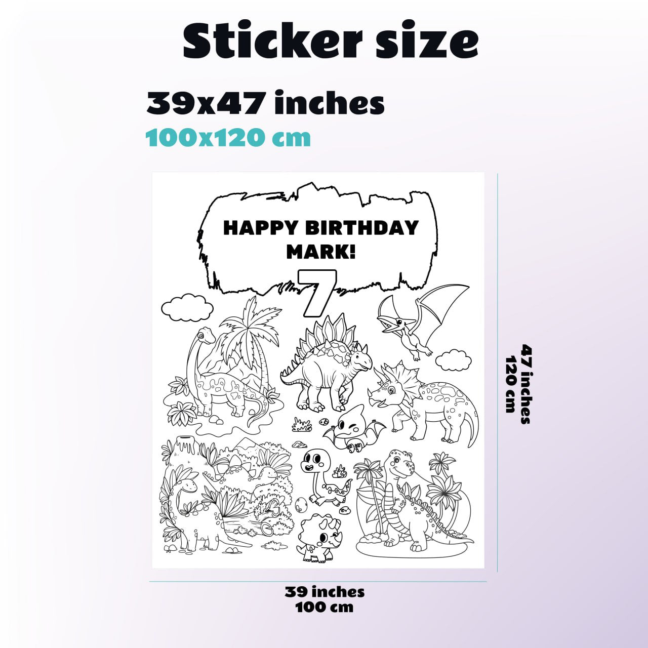 Coloring Dinosaur Birthday Wall Sticker