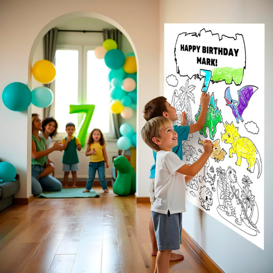 Coloring Dinosaur Birthday Wall Sticker