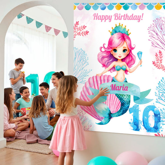 Personalized Mermaid Birthday Party Decal Set
