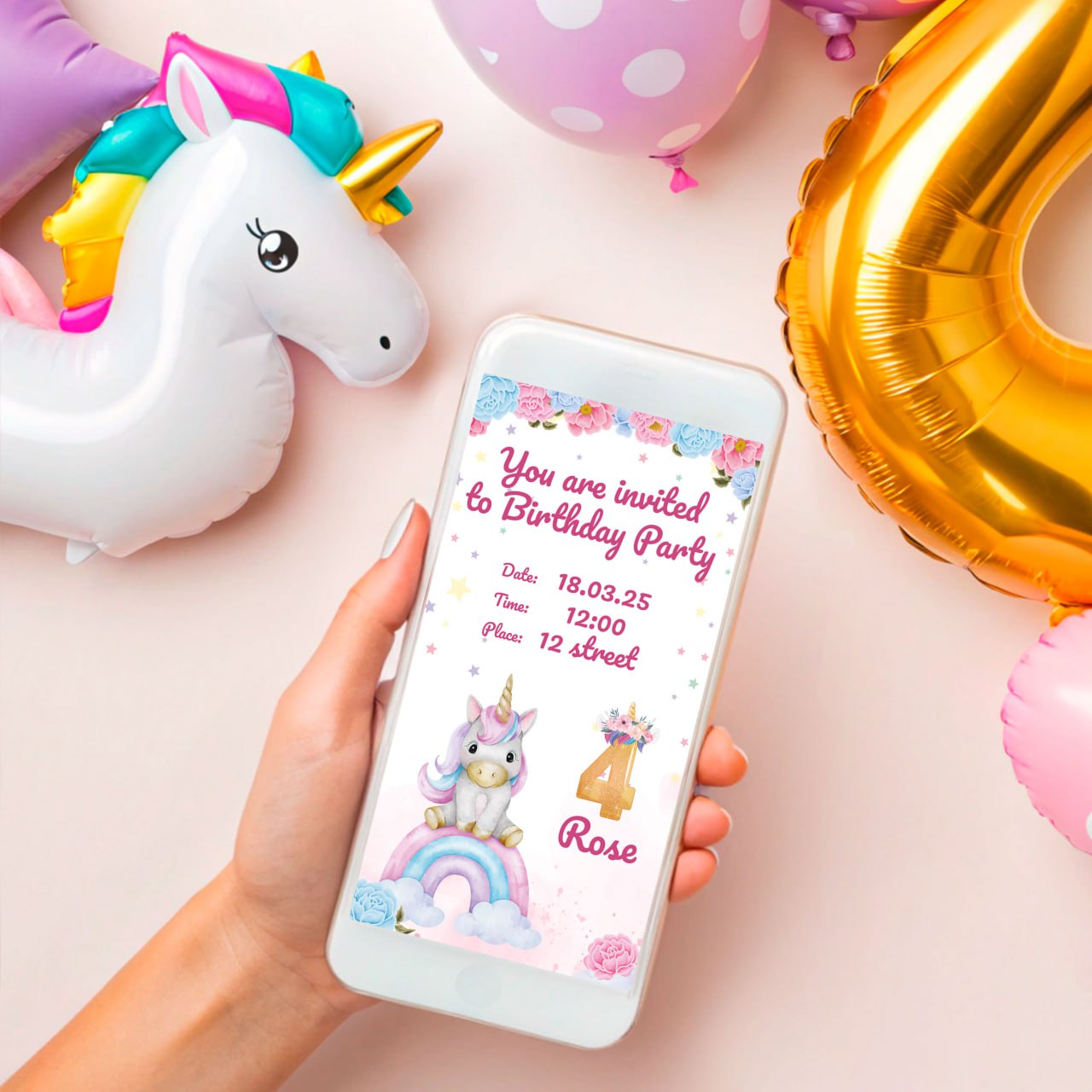 Personalized Unicorn Birthday Party Decal Set
