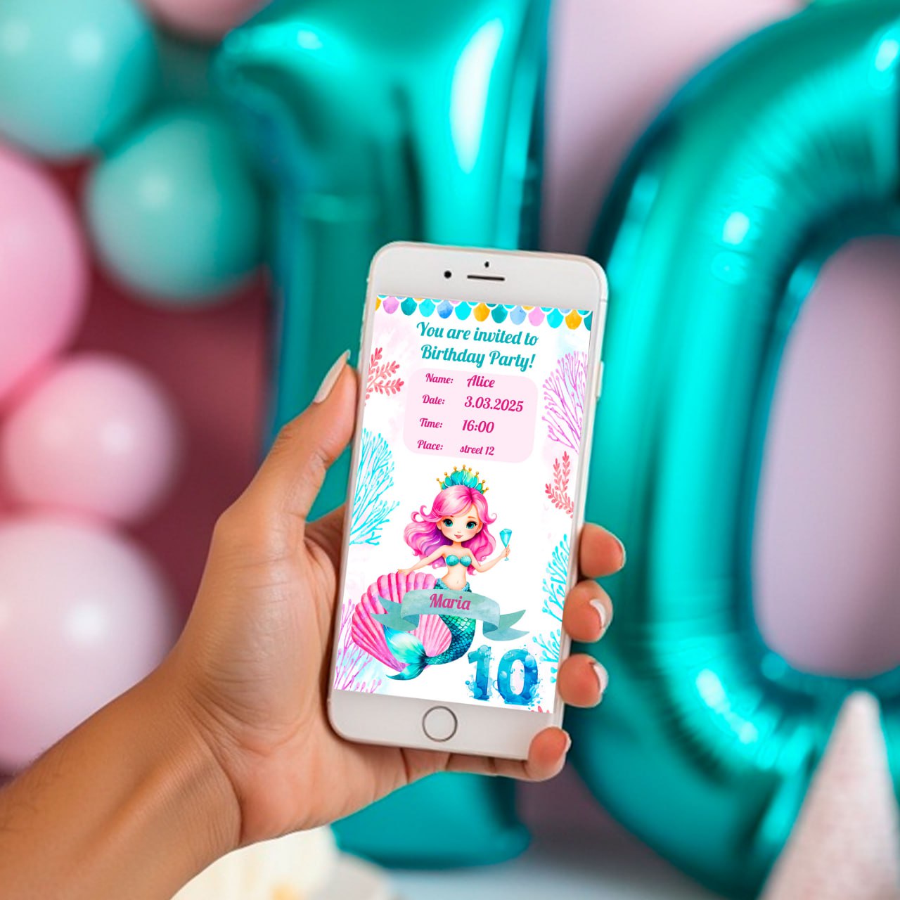 Personalized Mermaid Birthday Party Decal Set