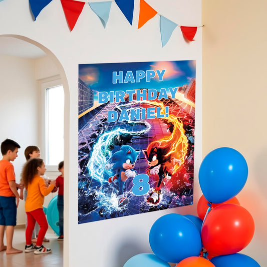 Customizable Super Sonic Themed Birthday Decal Set