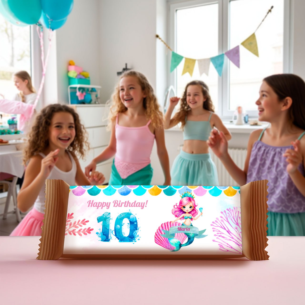 Personalized Mermaid Birthday Party Decal Set