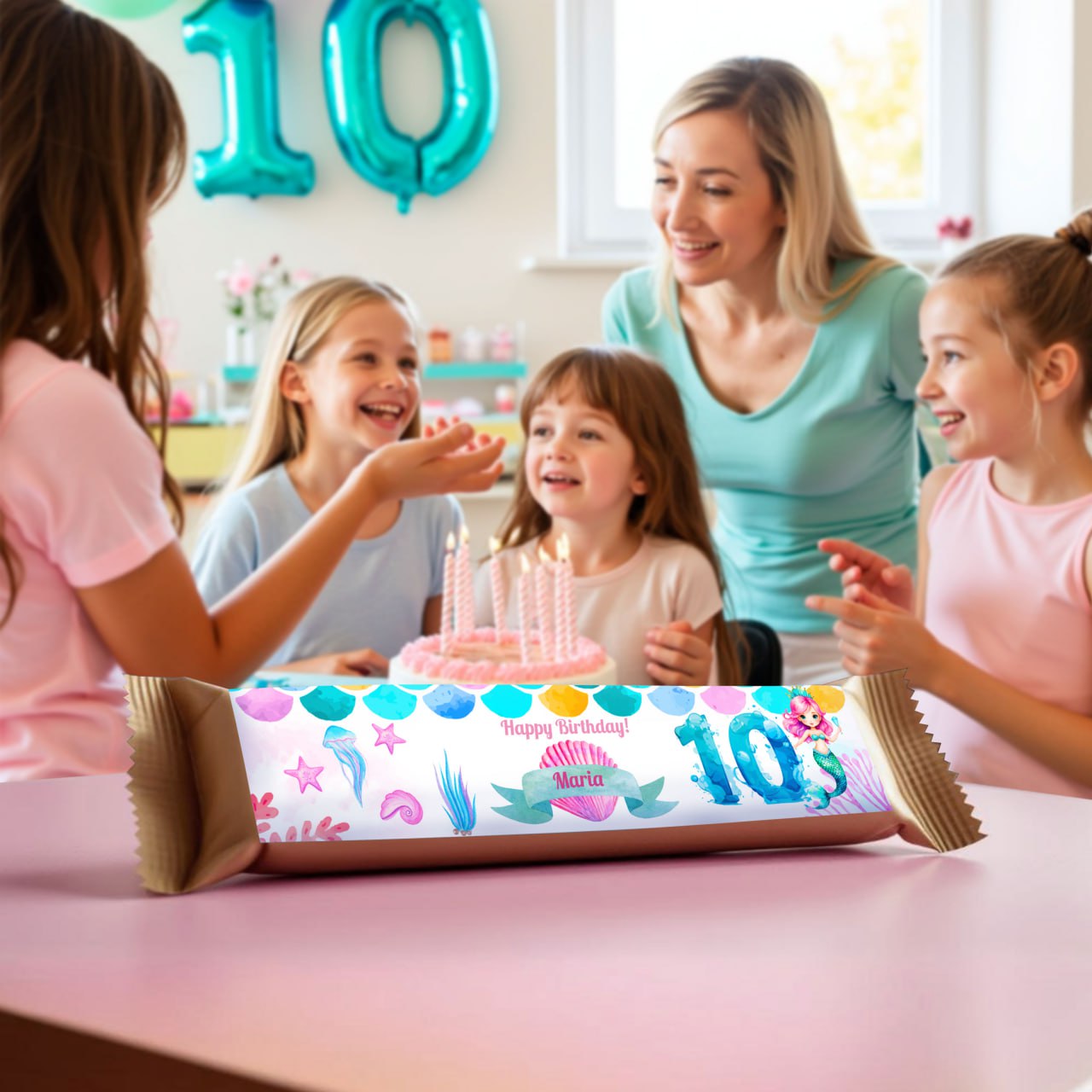 Personalized Mermaid Birthday Party Decal Set