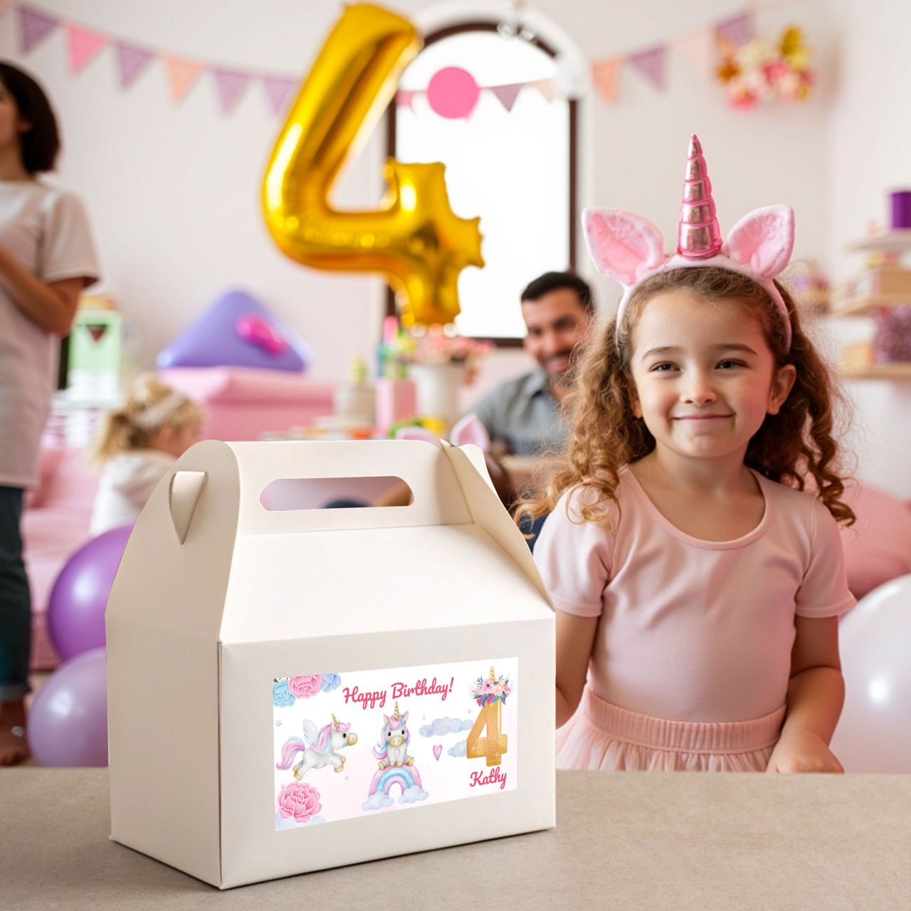 Personalized Unicorn Birthday Party Decal Set
