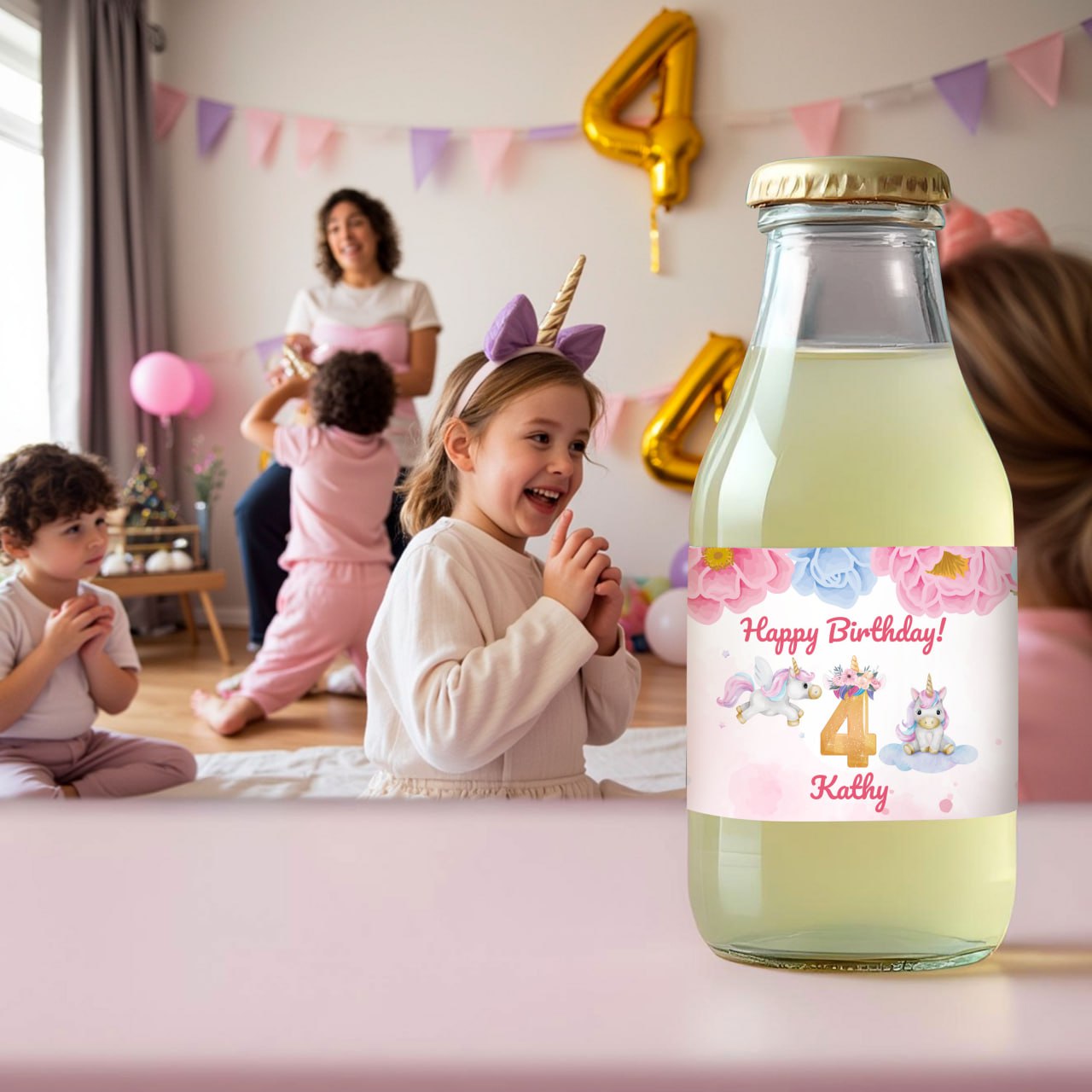 Personalized Unicorn Birthday Party Decal Set
